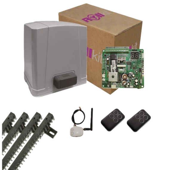 WiFi-s Rollkit gyors mozgású kapunyitó szett toló- és úszókapuhoz 2db távirányítóval, fogasléccel